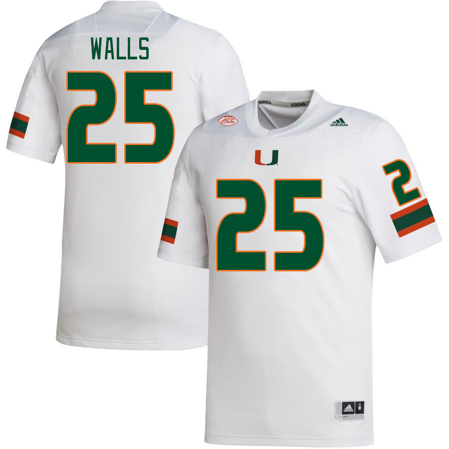 Men #25 Jefferson Walls Miami Hurricanes College Football Jerseys Stitched-White